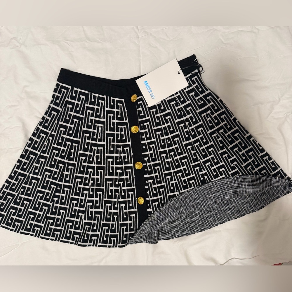 NWT AMBER SKY Black and White A-Line Skirt SIZE XL